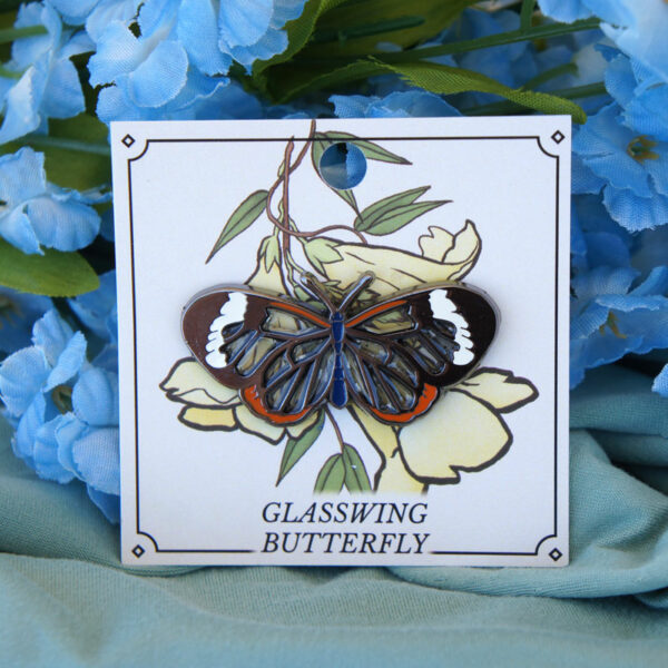 Glasswing Butterfly Enamel Pin